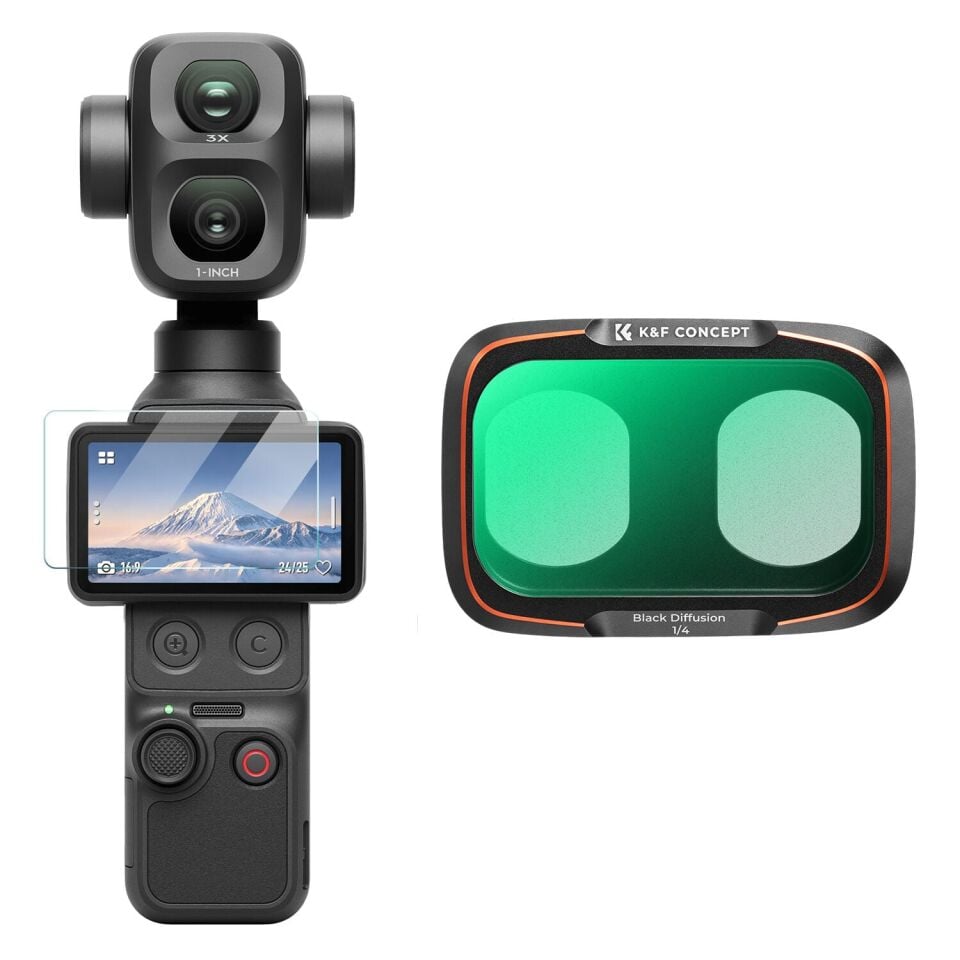 K&F Concept DJI Osmo Pocket 4P için Black Mist 1/4 Filtre (Metal)