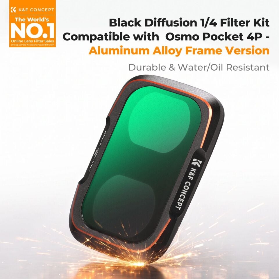 K&F Concept DJI Osmo Pocket 4P için Black Mist 1/4 Filtre (Metal)