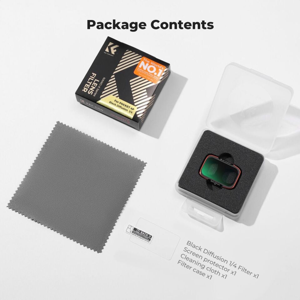 K&F Concept DJI Osmo Pocket 4P için Black Mist 1/4 Filtre (Metal)