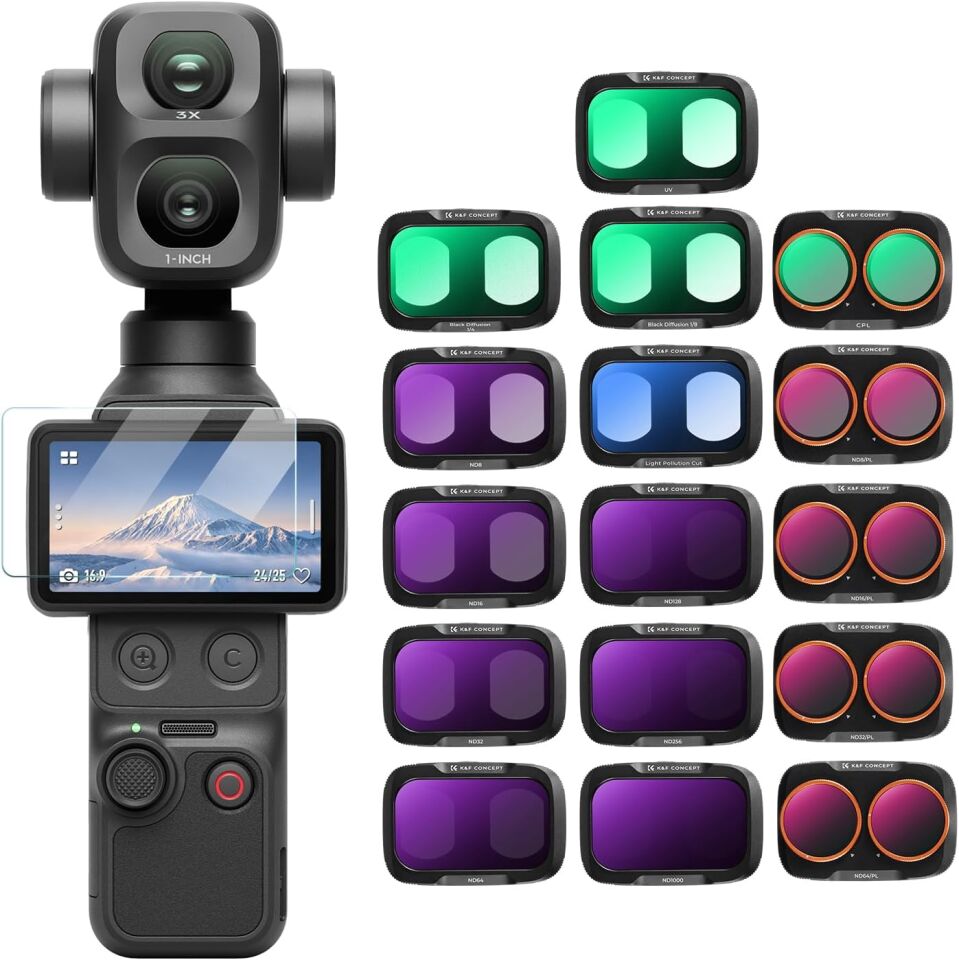 K&F Concept DJI Osmo Pocket 4P için 16 Parça Filtre Seti