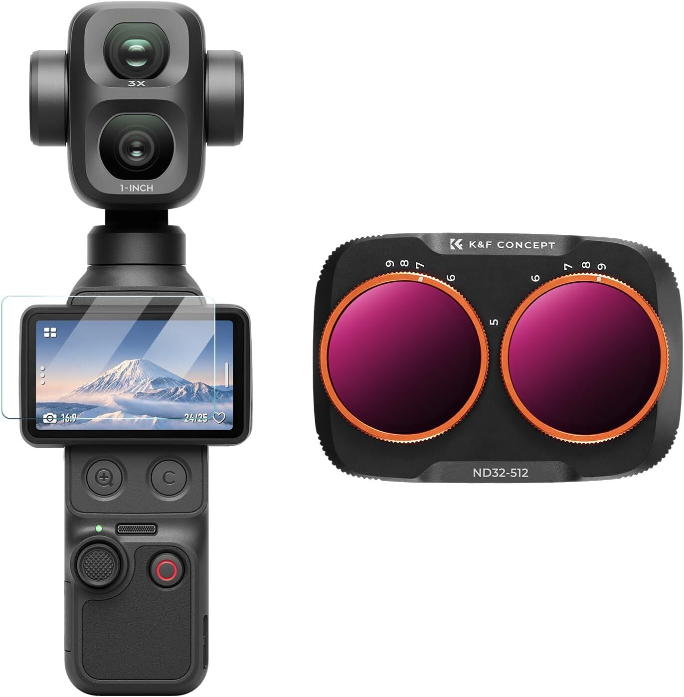 K&F Concept DJI Osmo Pocket 4P için Değişken ND Filtre (ND32-512)(Plastik)