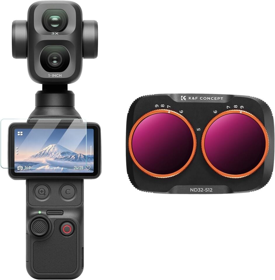 K&F Concept DJI Osmo Pocket 4P için Değişken ND Filtre (ND32-512)(Plastik)