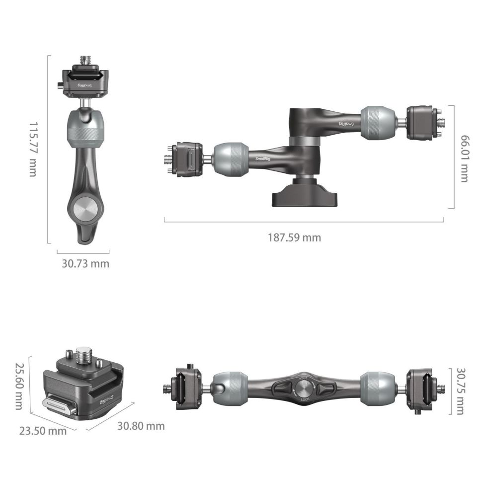 SmallRig 4490 HawkLock H21 Hızlı Çıkarma Rozet Sihirli Kol (7'')