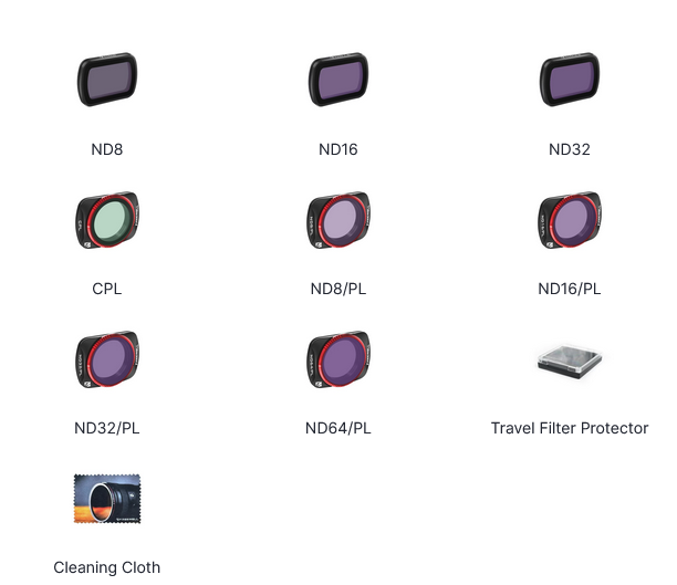 DJI OSMO POCKET 3 - ALL DAY - 8PACK ND8, ND16, ND32, CPL ND8/PL, ND16/PL, ND32/PL, AND ND64/PL