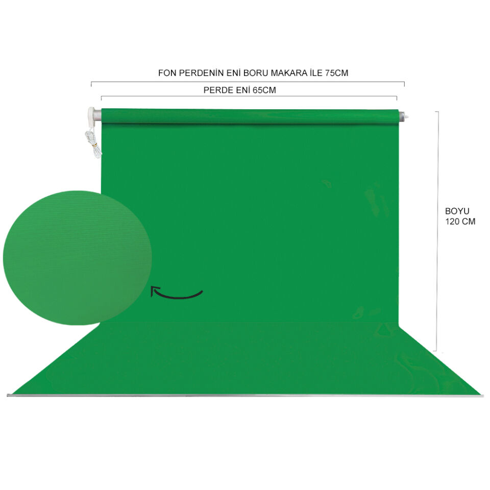 HS STÜDYO TEKNİK 65X120CM YEŞİL FON PERDESİ SETİ