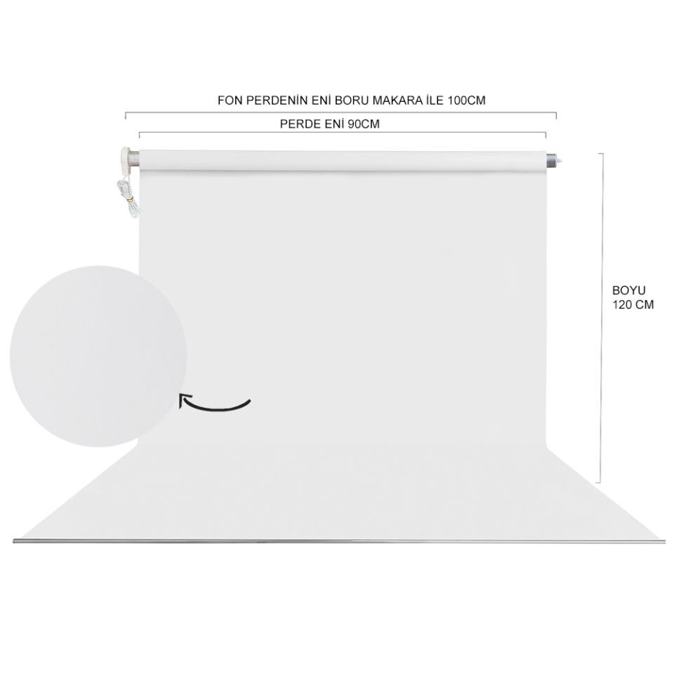 HS STÜDYO TEKNİK 90X120CM BEYAZ FON PERDESİ SETİ