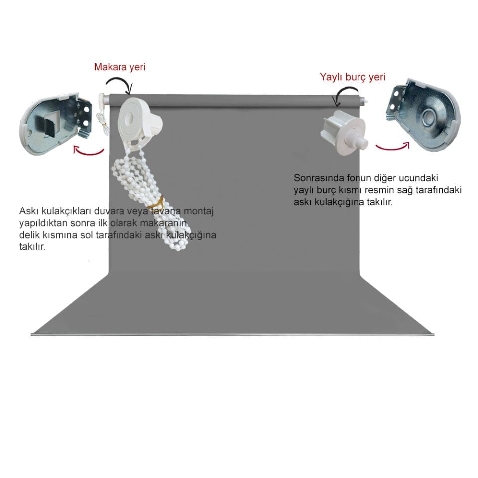 HS STÜDYO TEKNİK 90X120CM GRİ FON PERDESİ SETİ
