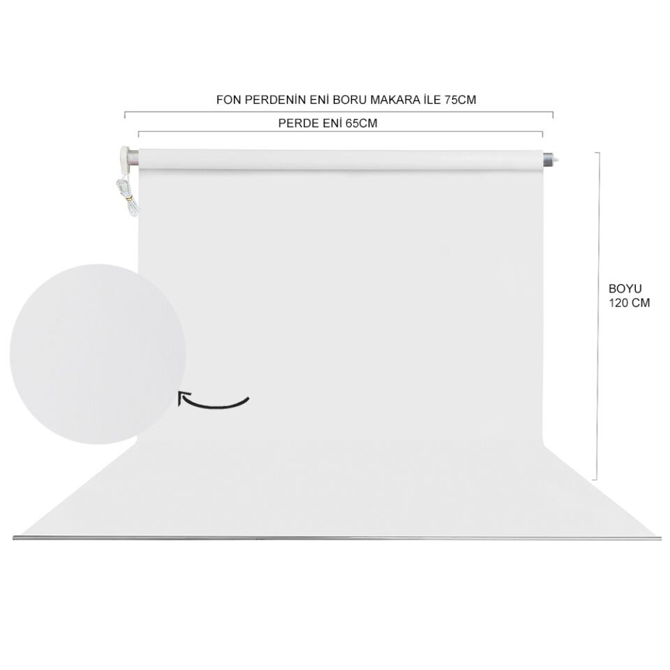 HS STÜDYO TEKNİK 65X120CM BEYAZ FON PERDESİ SETİ