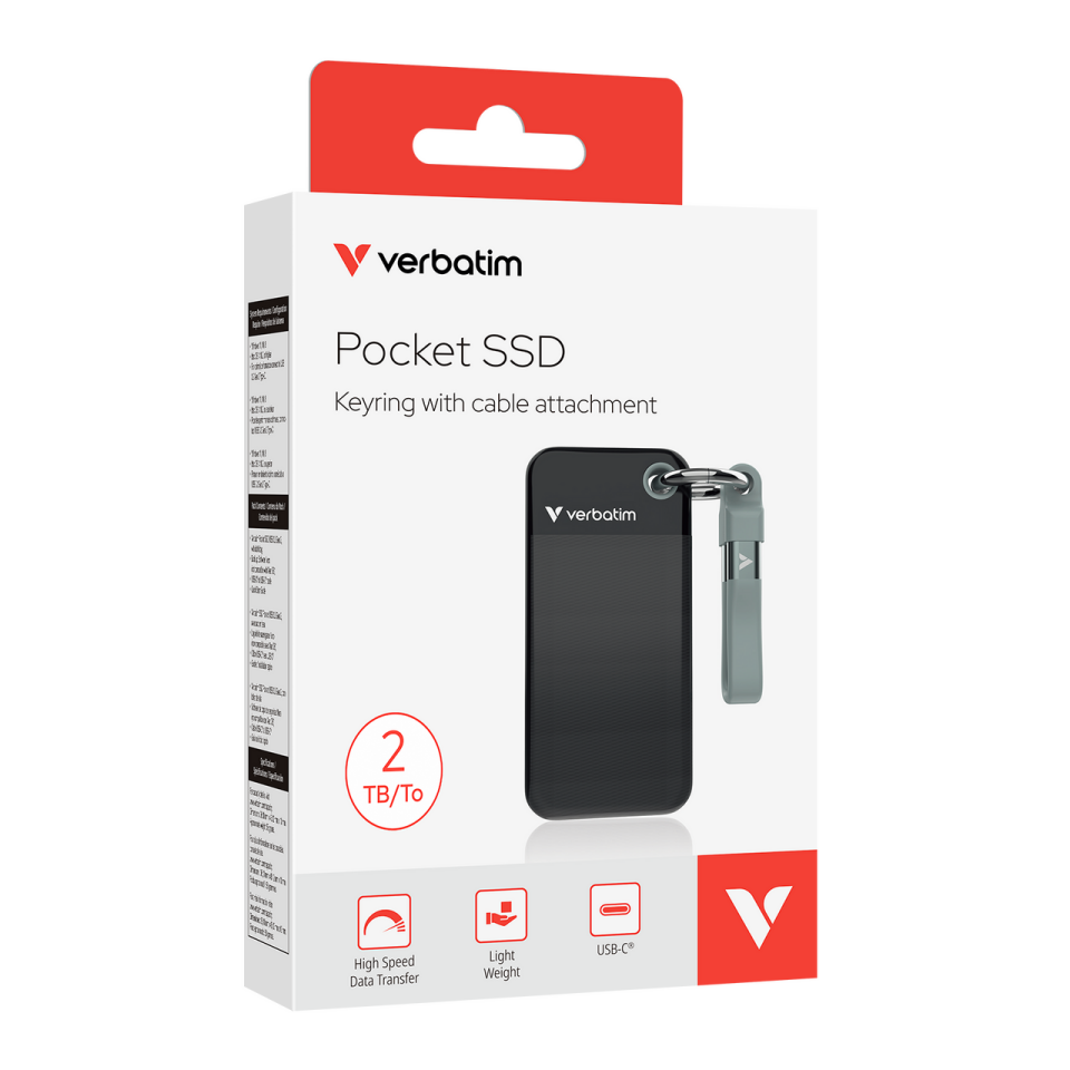 Verbatim 2 TB Pocket Mini Taşınabilir SSD Usb 3.2 - 1000MB/S-1000MB/S Siyah/ Gri Kablo Dahil(32194)