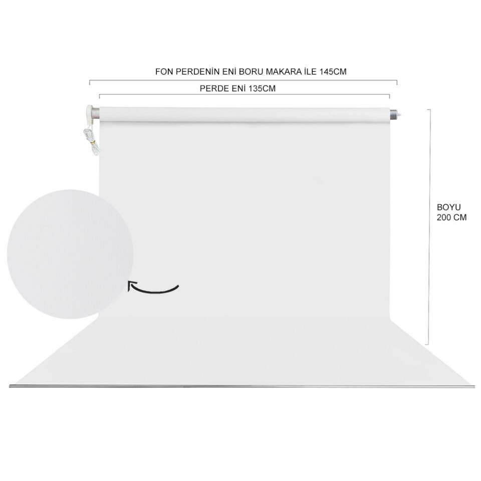 HS STÜDYO TEKNİK 135X200CM BEYAZ FON PERDESİ SETİ