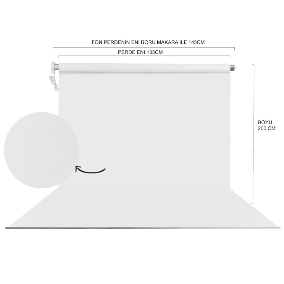 HS STÜDYO TEKNİK 135X200CM BEYAZ FON PERDESİ SETİ