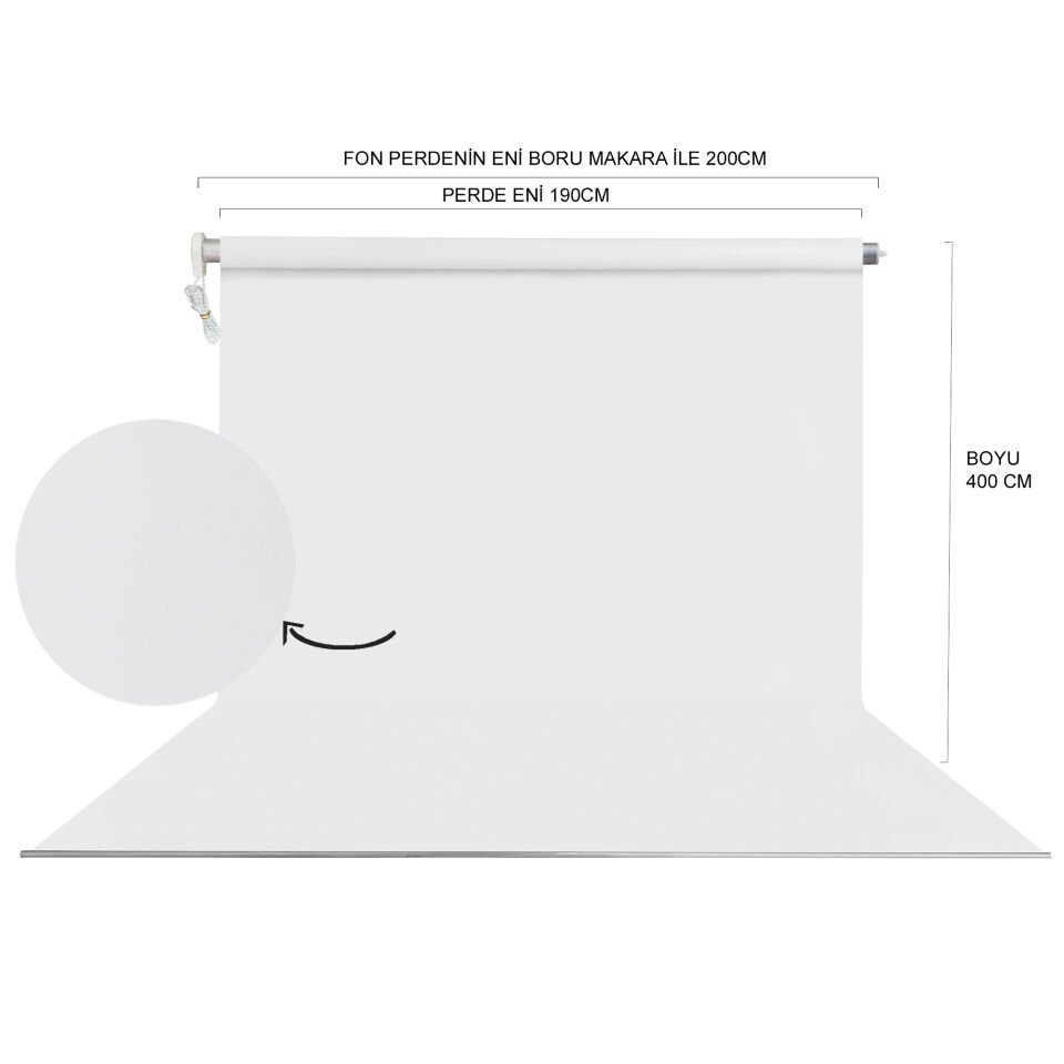 HS STÜDYO TEKNİK 190X400CM BEYAZ FON PERDE SETİ