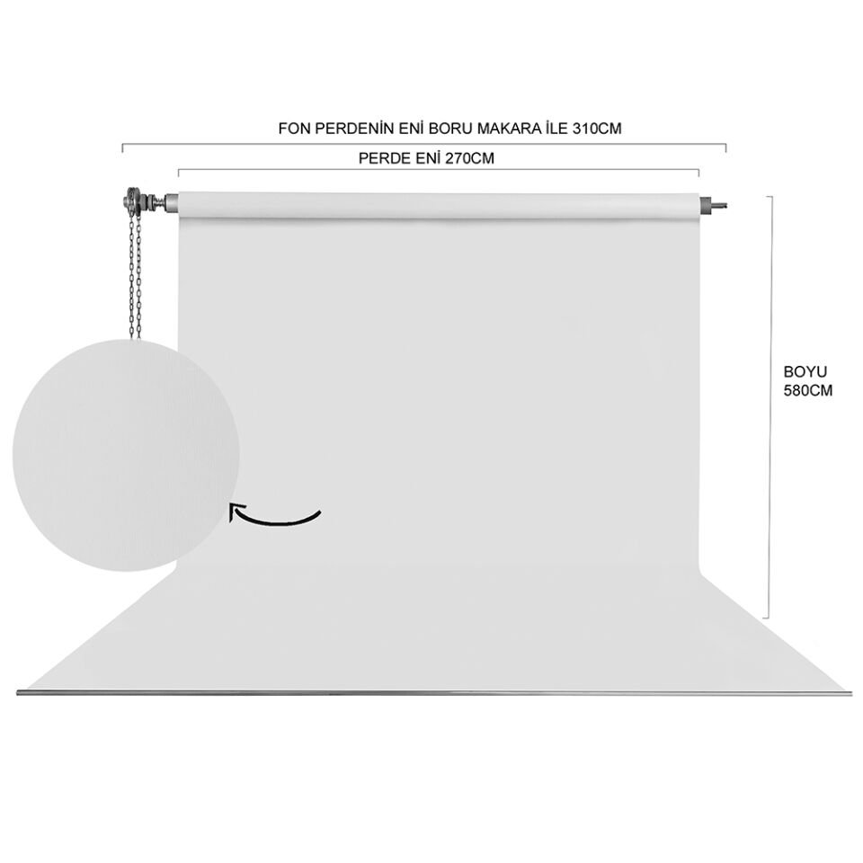 HS STÜDYO TEKNİK 270X580CM BEYAZ FON PERDE SETİ