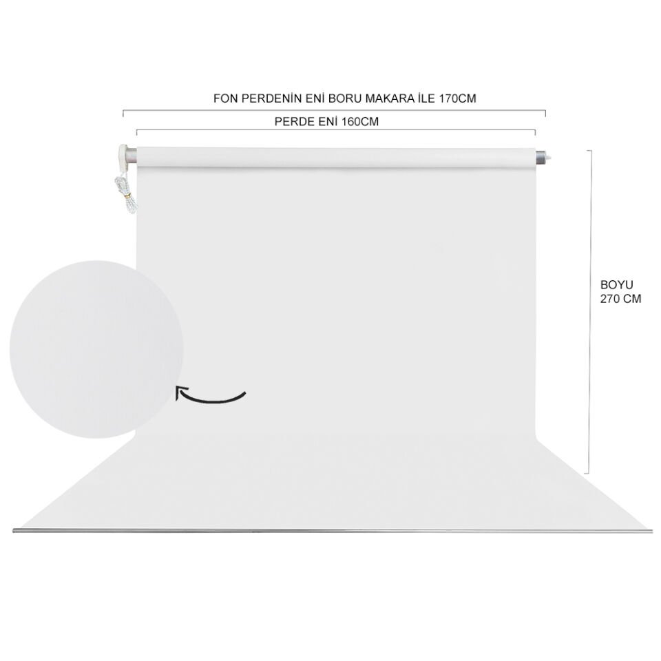 HS STÜDYO TEKNİK 160X270CM BEYAZ FON PERDESİ SETİ