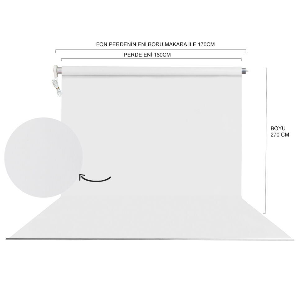 HS STÜDYO TEKNİK 160X270CM BEYAZ FON PERDESİ SETİ