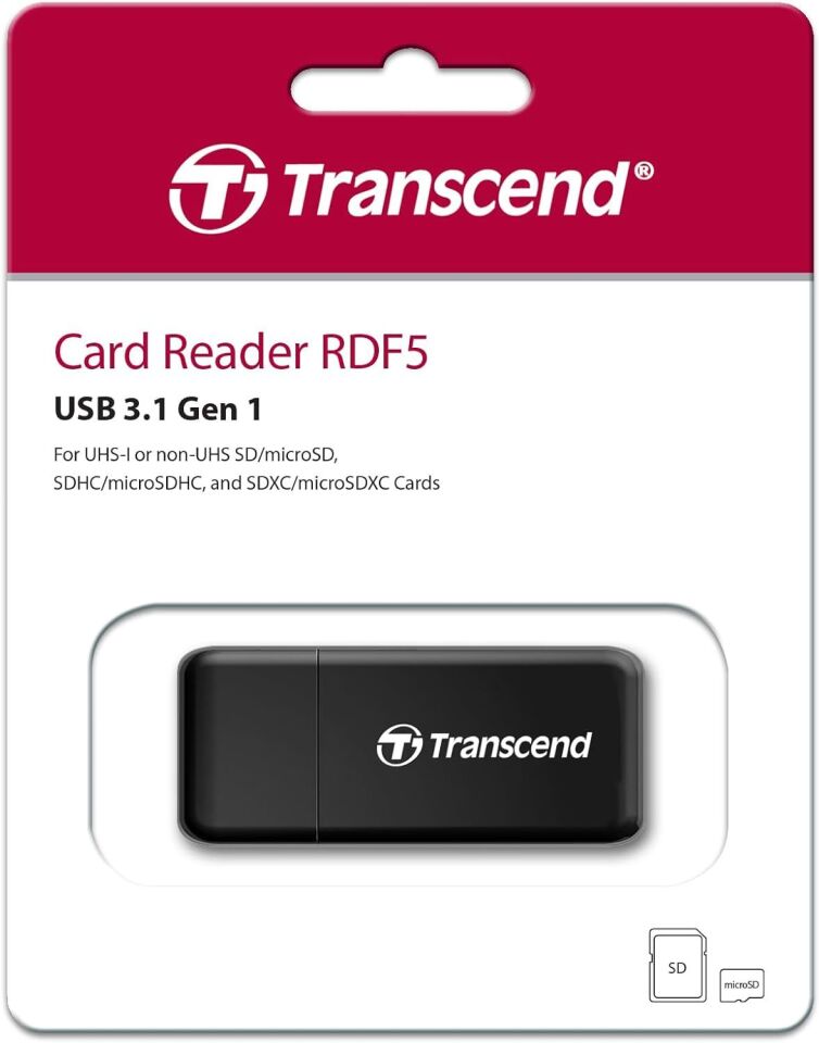 Transcend Kart Okuyucu SD ve MicroSD USB 3.1 Siyah