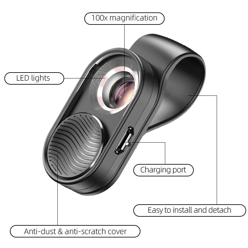 Apexel 100X Led Cep Telefonu Mikroskop Lensi