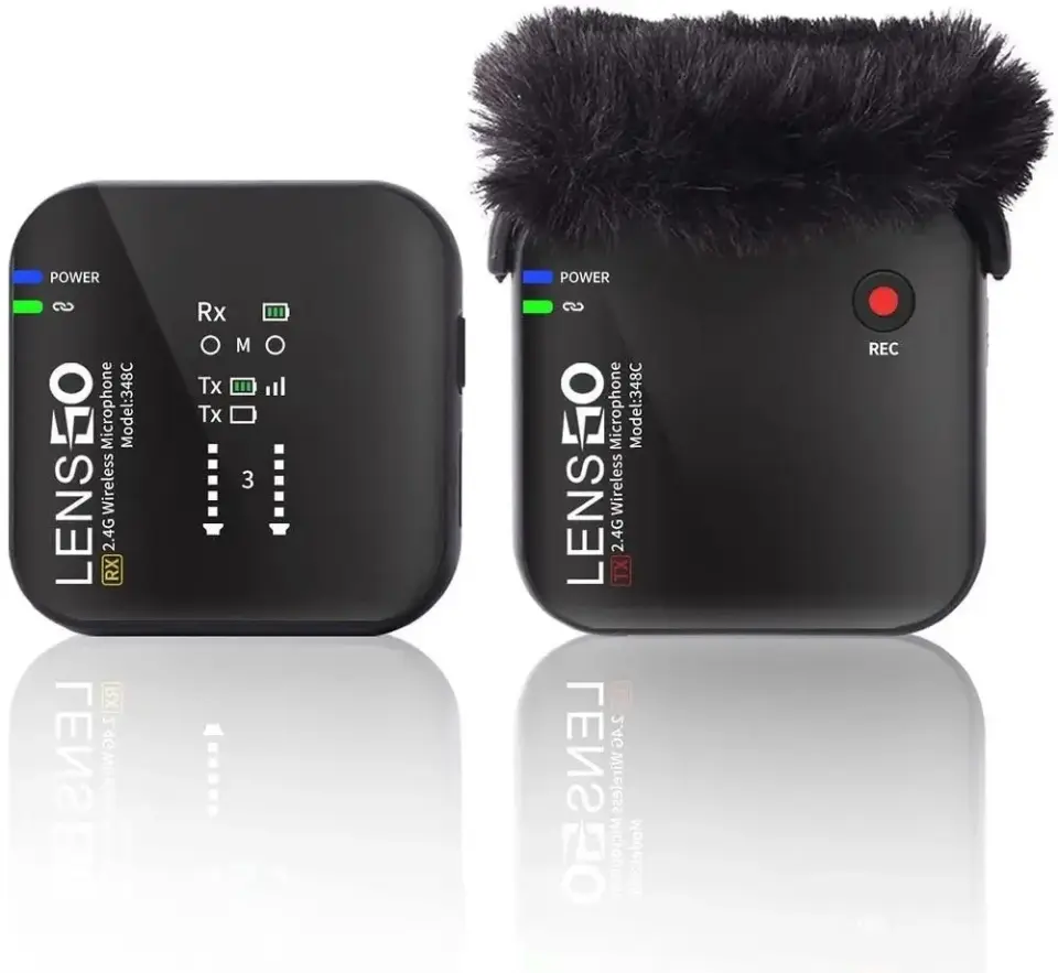 Lensgo 348C Kablosuz Yaka Mikrofon Seti + 32GB MicroSD Kart – Telefon & Kamera Uyumlu
