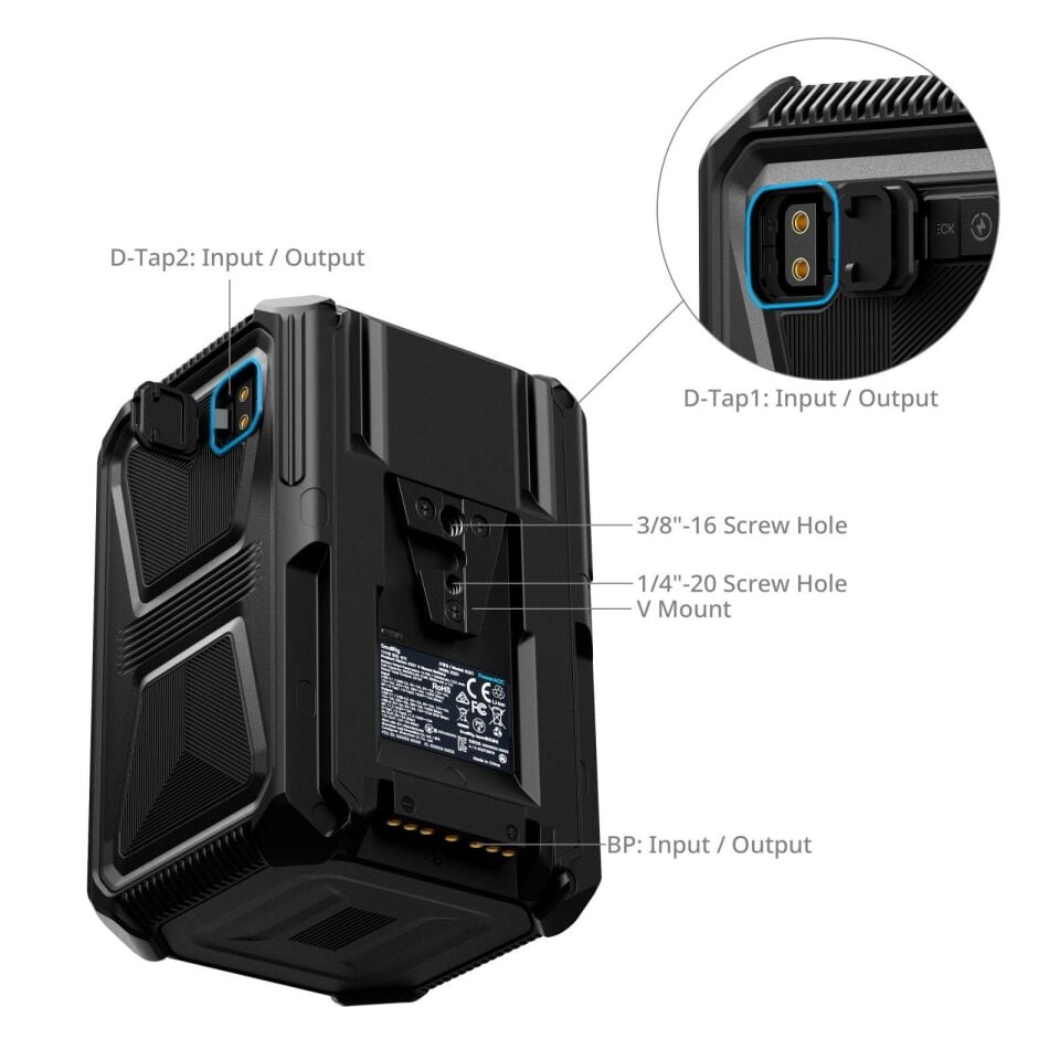SmallRig 4985  X221 X-Touch Smart Üçlü Korumalı 1,5 m Düşmeye Dayanıklı, IP54 Su Geçirmez / Toz Geçirmez) V-Mount Batarya