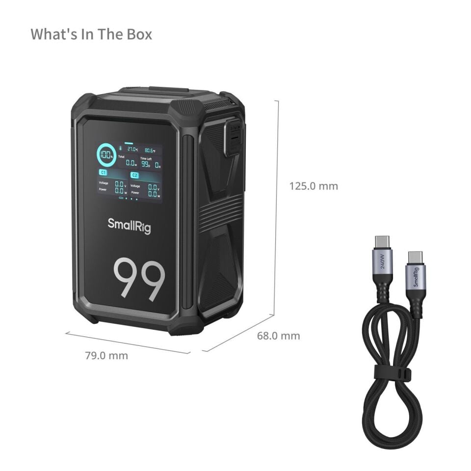 SmallRig 4984 X99 X-Touch Smart Üçlü Korumalı 1,5 m  Düşmeye Dayanıklı IP54 Su Geçirmez / Toz Geçirmez) V-Mount Batarya