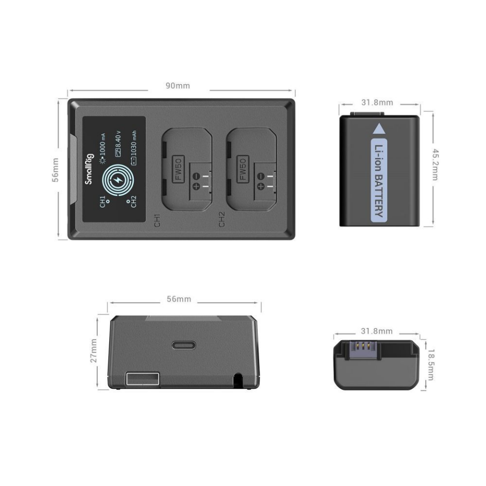 SmallRig 4081 NP-FW50  Çiftli Şarj Cihazı