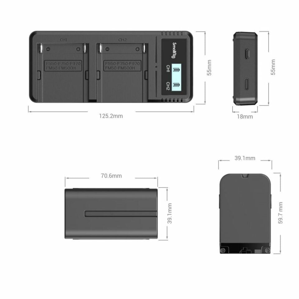 SmallRig 4086 NP-F970 Çiffli Şarj Cihazı