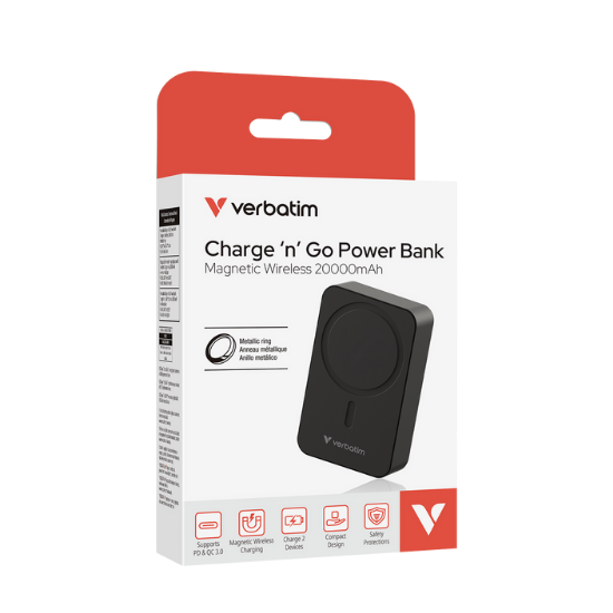 Verbatim 20000 Mah Manyetik Kablosuz (Magsafe) 15W Powerbank 35W PD Siyah Renk Kablo Dahil-(32223)