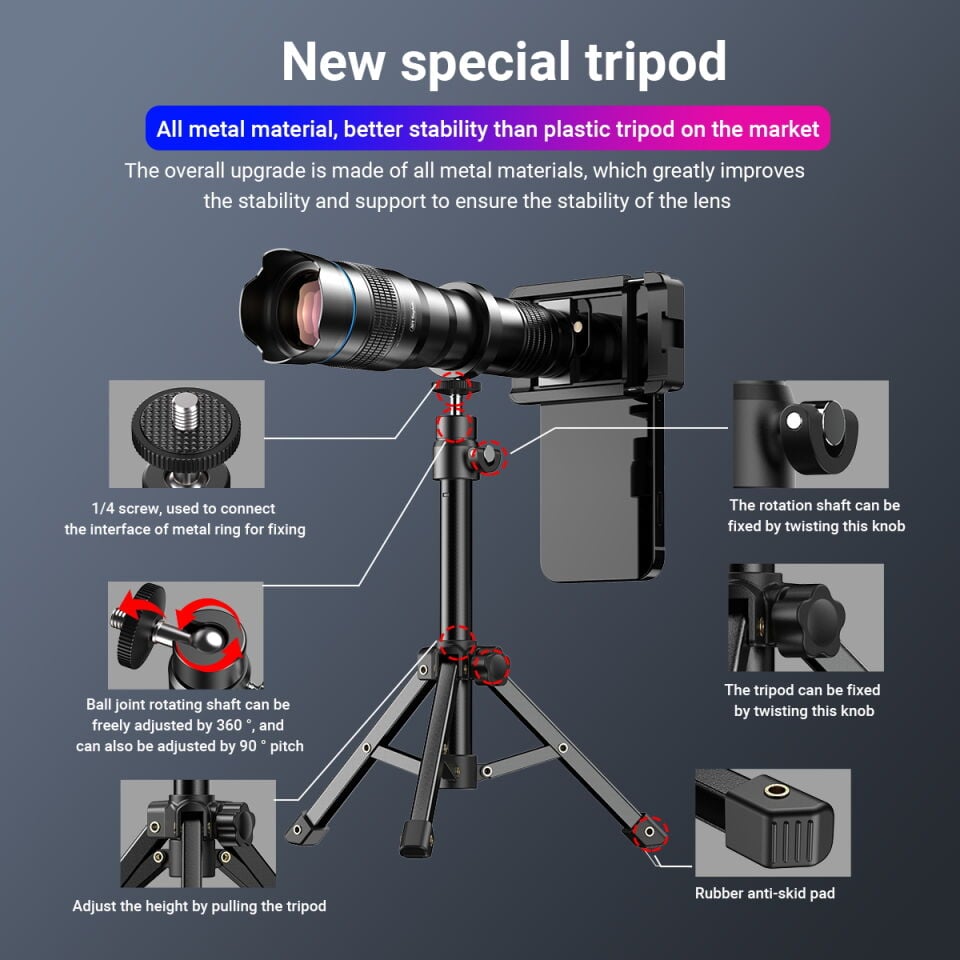 Apexel  36X Telefoto Akıllı Telefon Lens Kiti