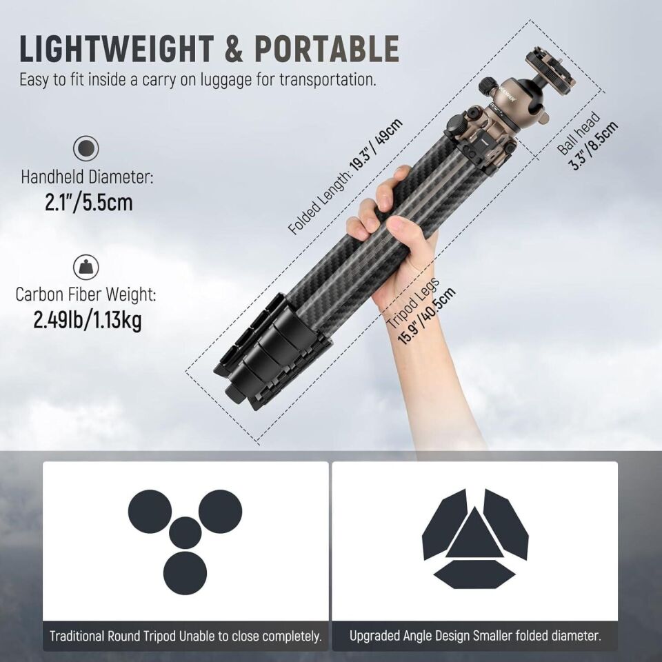 LITETRIP LT35 Karbon Fiber Tripod (49-155cm) 1,13kg