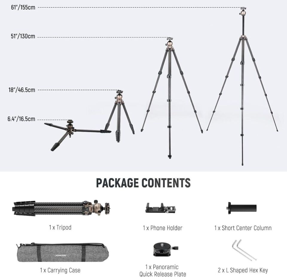 LITETRIP LT35 Karbon Fiber Tripod (49-155cm) 1,13kg