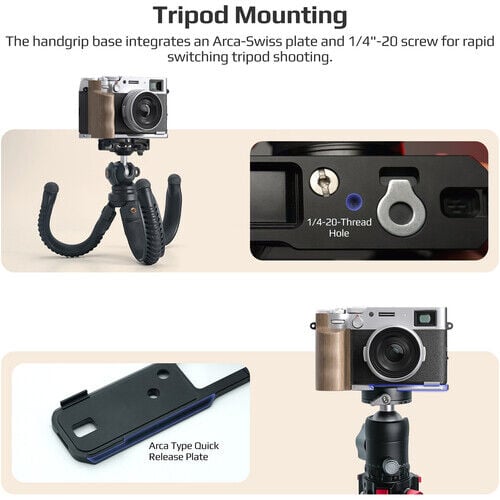 Freewell Wooden L-Bracket Grip for FUJIFILM X100VI (Silver)