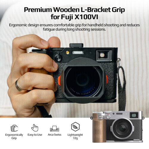 Freewell Wooden L-Bracket Grip for FUJIFILM X100VI (Black)