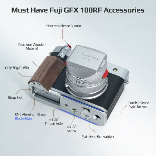 Freewell Wooden L-Bracket Grip for FUJIFILM GFX100RF (Silver)