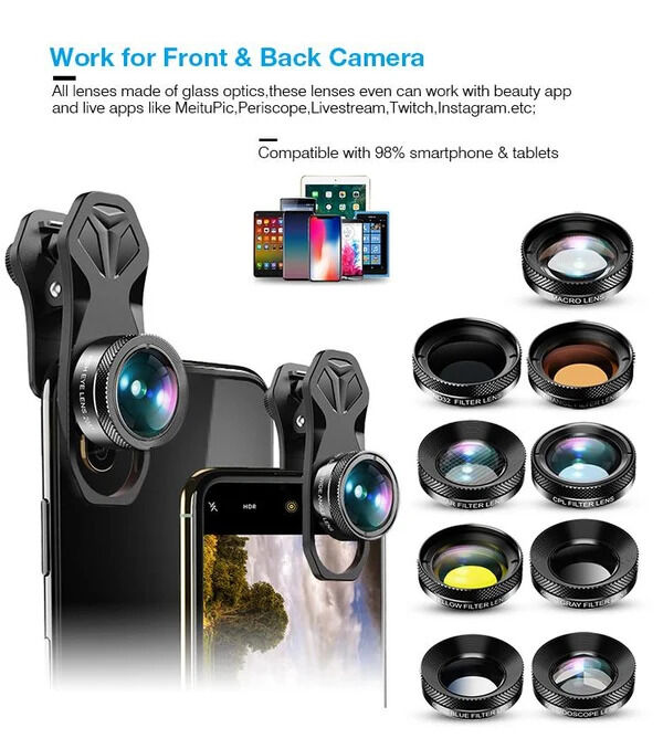 APEXEL 11'i 1 Arada Cep Telefonu  İphone & Android İçin Akıllı Telefon Lens Kiti
