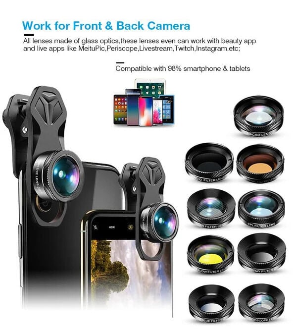 APEXEL 11'i 1 Arada Cep Telefonu  İphone & Android İçin Akıllı Telefon Lens Kiti