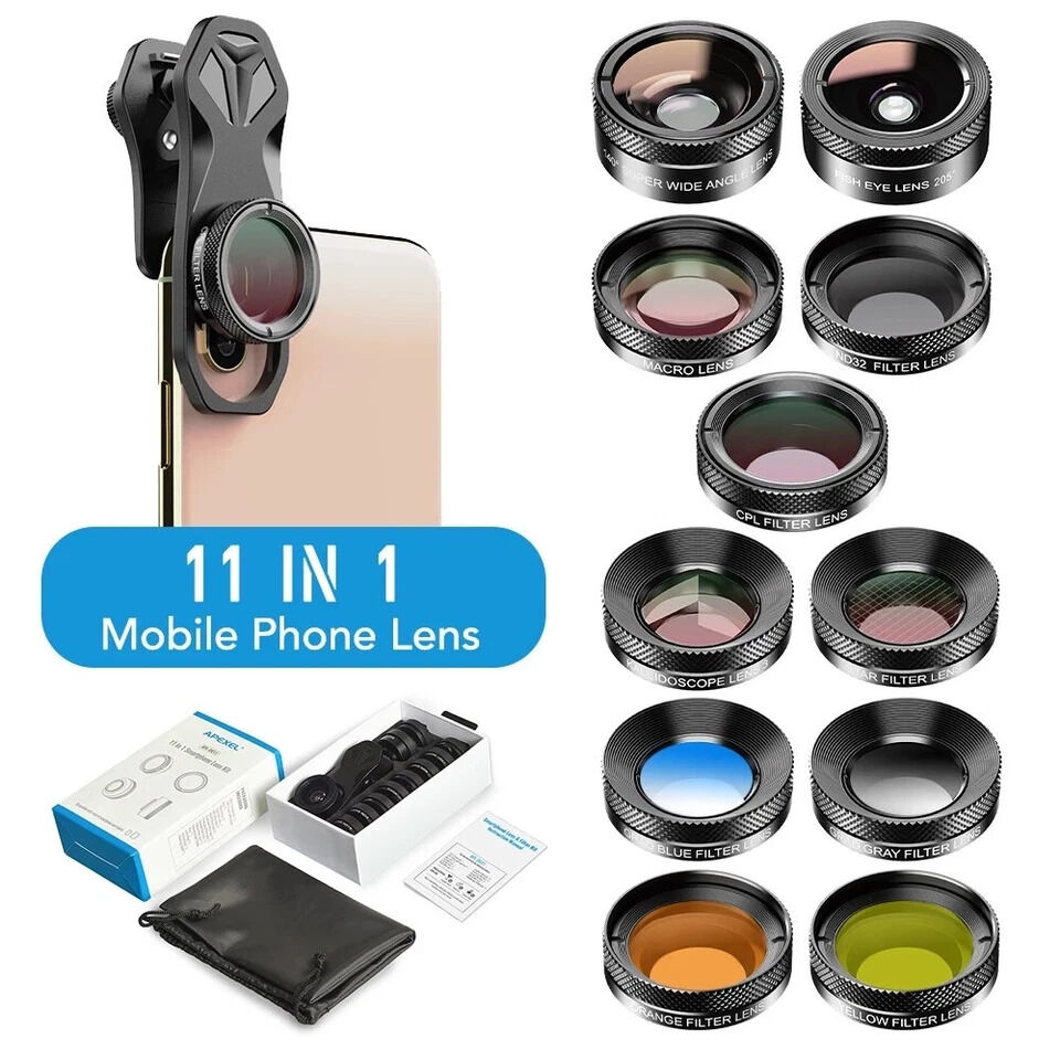 APEXEL 11'i 1 Arada Cep Telefonu  İphone & Android İçin Akıllı Telefon Lens Kiti