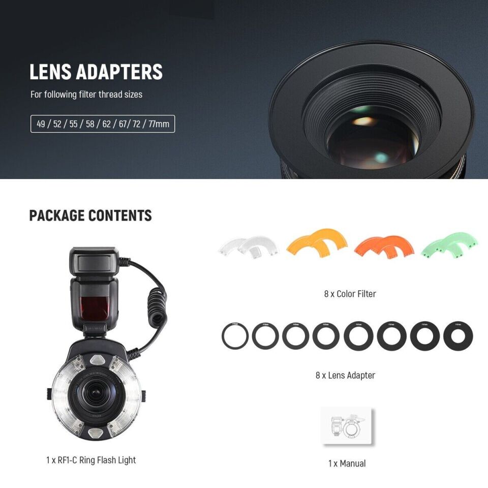 RF1-C 76W Makro Ring Flaş