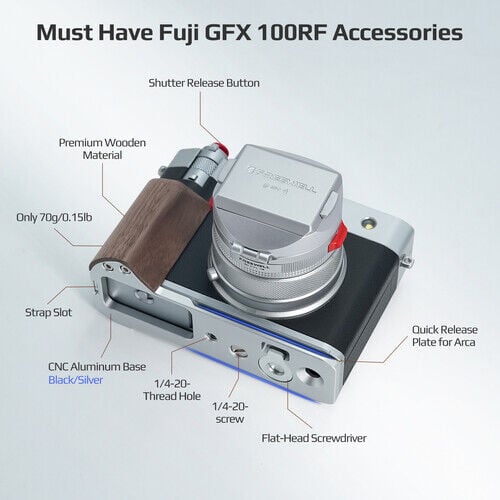 Freewell Wooden L-Bracket Grip for FUJIFILM GFX100RF (Black)