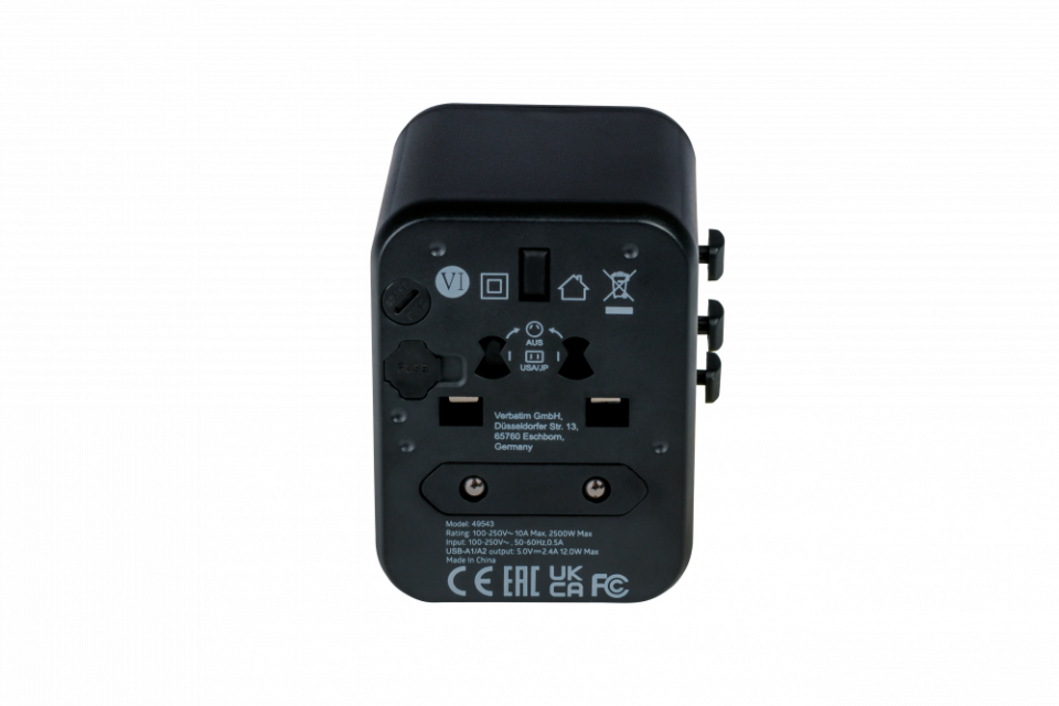 Verbatim Evrensel Seyahat Şarj Adaptörü UTS-01 2 x Usb-A Usb-(49543)