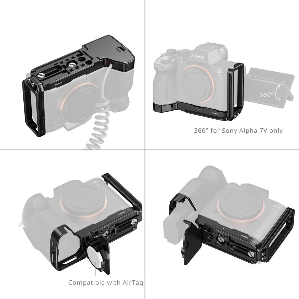SmallRig 6034 Sony Alpha 7 V / 7R V / 7 IV  için AirTag Yuvalı L Şekilli Montaj Plakası
