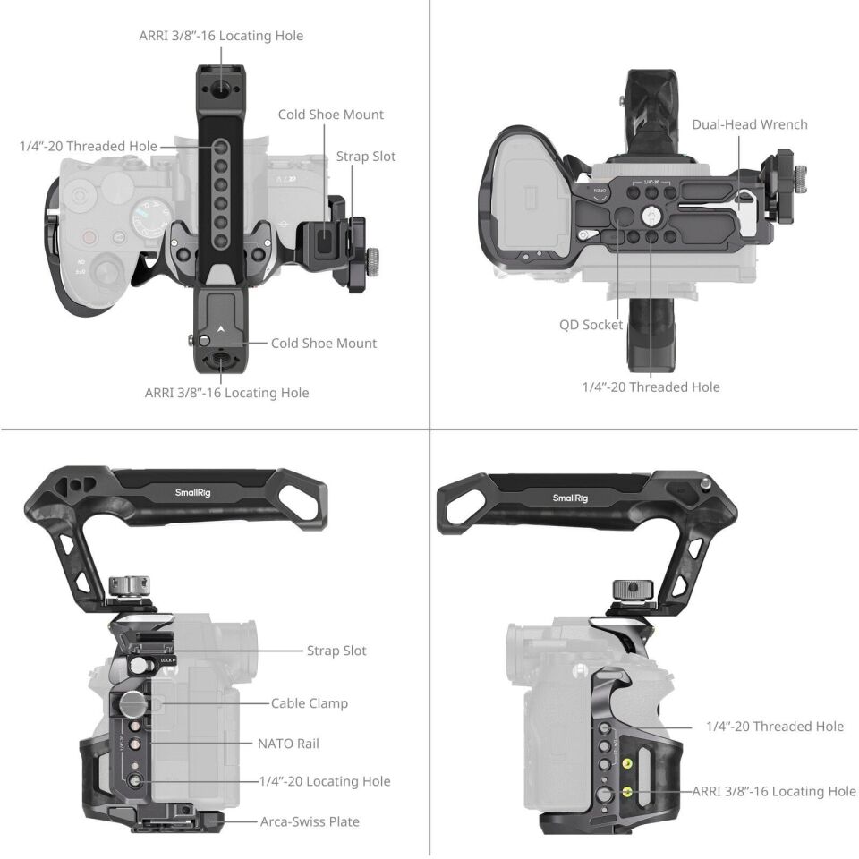 SmallRig 6030 Rhinoceros Kafes Kiti Sony Alpha 7 V / 7R V / 7 IV  için