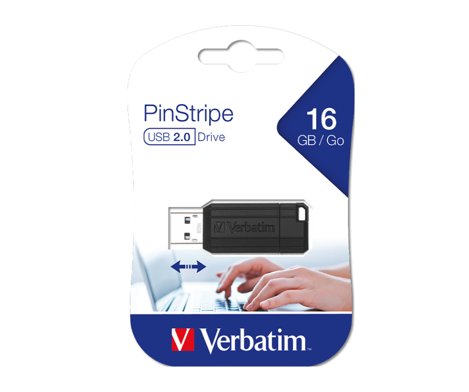VERBATIM 49063 - 16GB PINSTRIPE USB 2.0 DRIVE