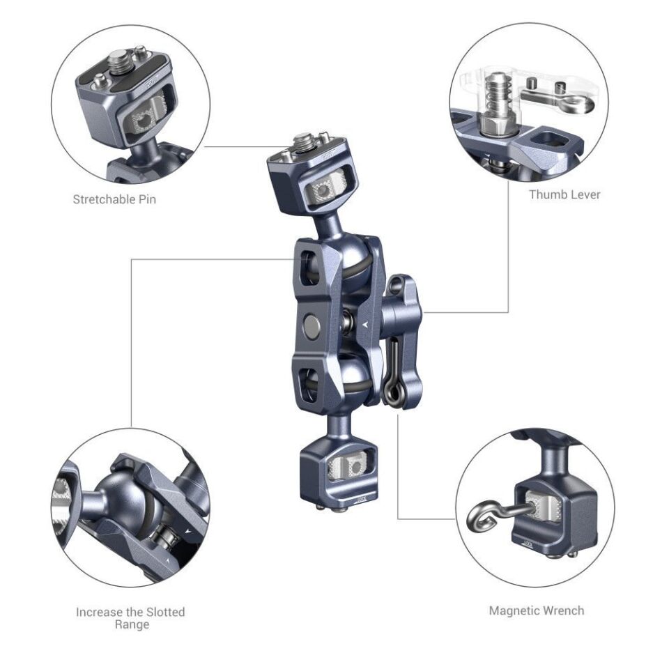 SmallRig 3873 Magic Arm Çift Bilyalı Başlı (1/4”-20 Vida)