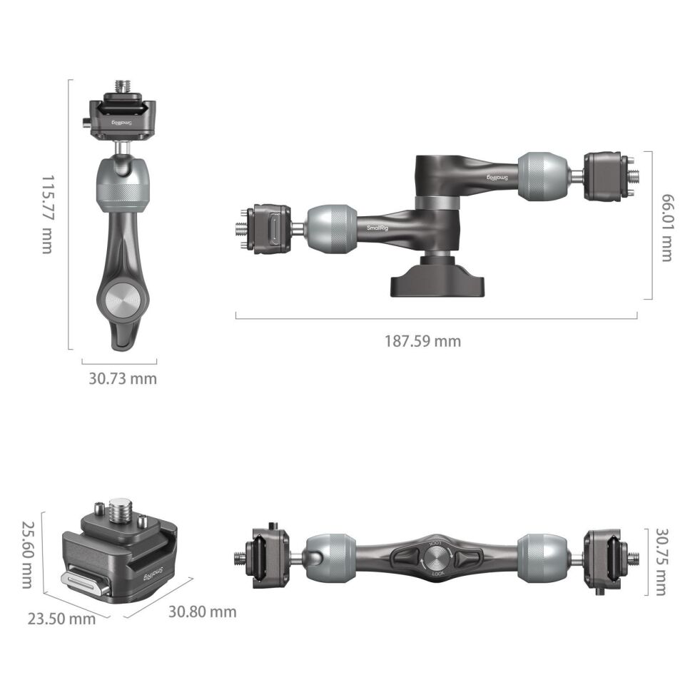 SmallRig 4490 HawkLock H21 Hızlı Çıkarma Rozet Sihirli Kol (7'')