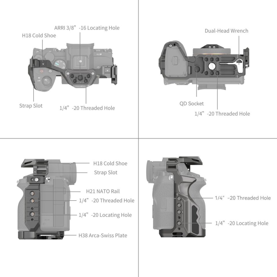 SmallRig 4538 Sony  7R V / 7 IV / 7S III  için  HawkLock Hızlı Çıkarma Kafes Kiti