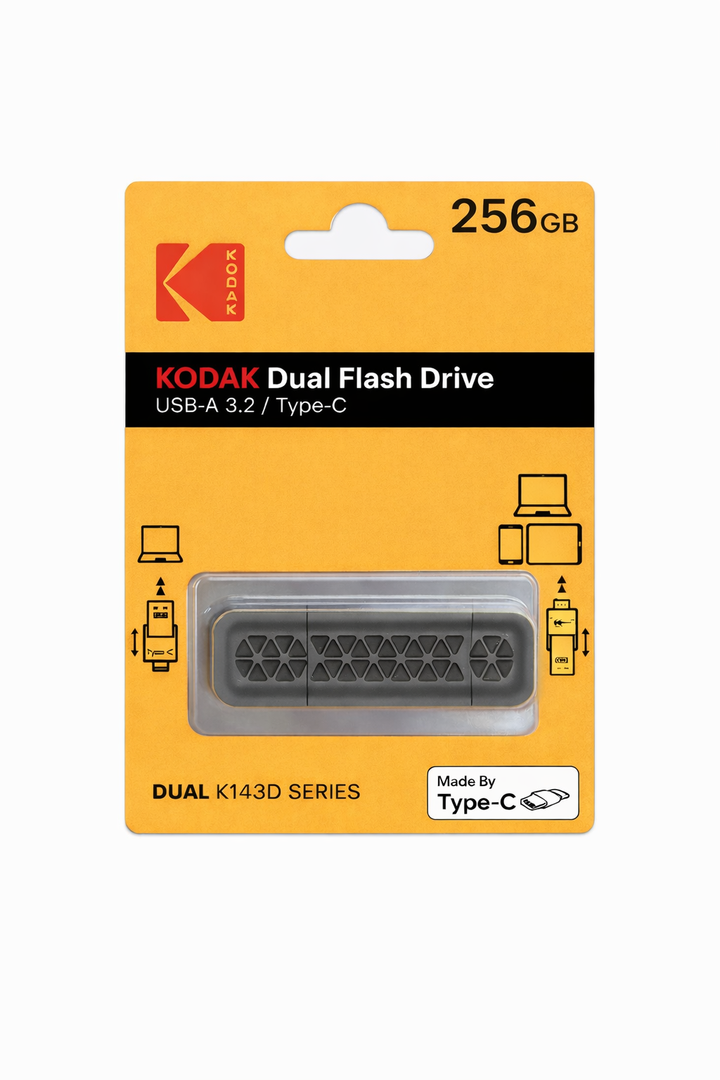 Kodak 256GB 3.2 Gen1 Type-C OTG USB Bellek (K143D) 