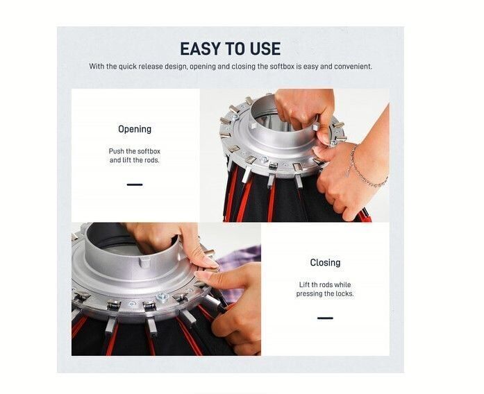 GVM 60cm Kolay Kurulum Gridli Parabolik Softbox