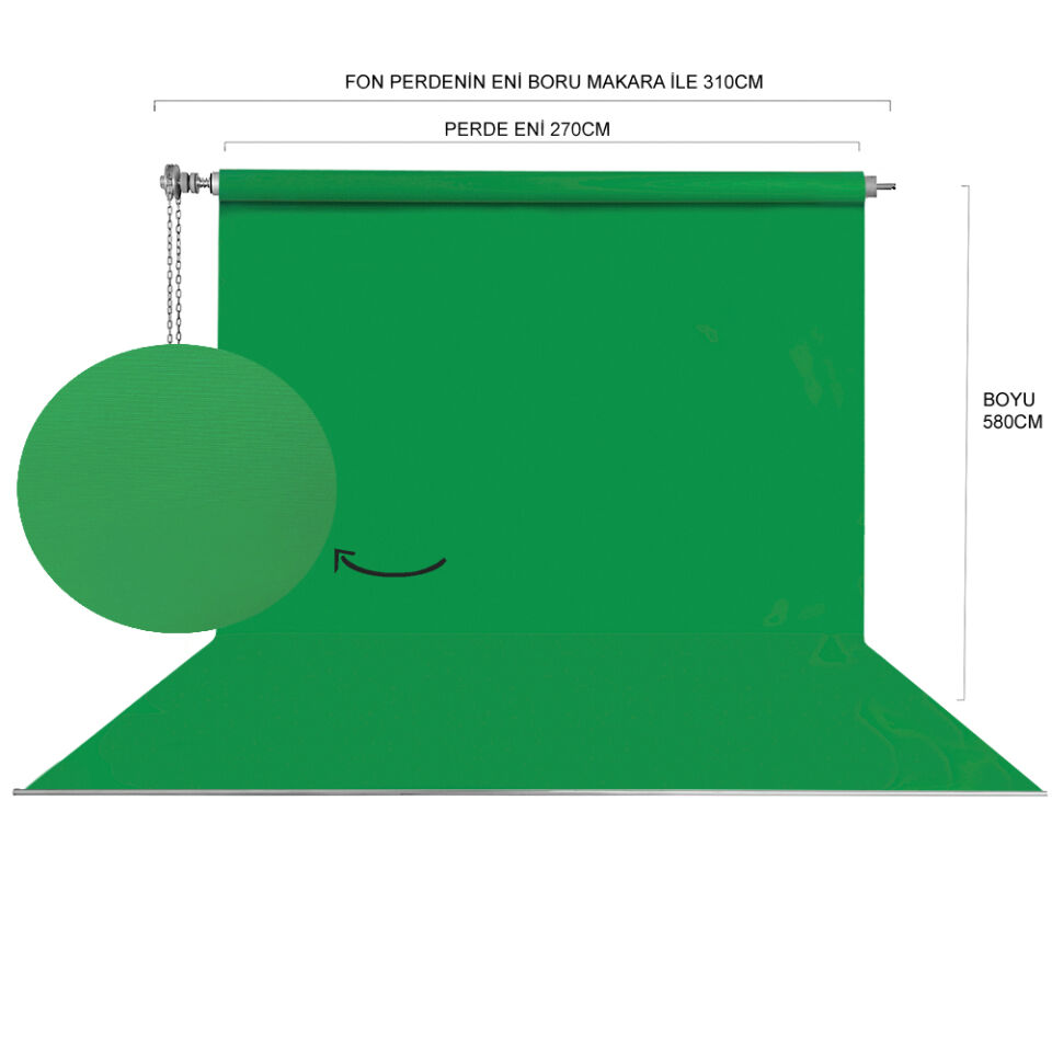 HS STÜDYO TEKNİK 270X580CM YEŞİL FON PERDE SETİ