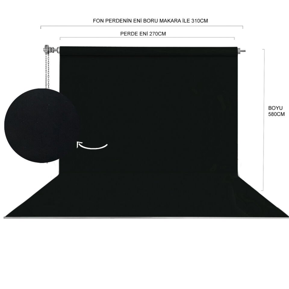 HS STÜDYO TEKNİK 270X580CM SİYAH FON PERDE SETİ