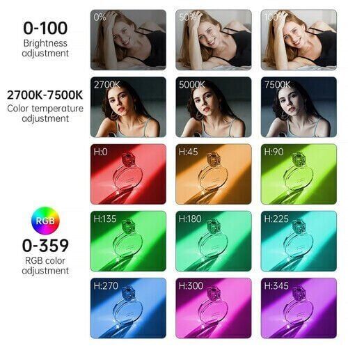 GVM 8RS RGB Kamera Üstü Dahili Akülü Mobil Led Işık (11x7cm)